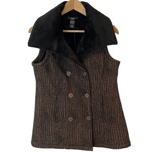 Kial Faux Fur Lined Vest Women’s M Black Copper Brown Crocodile Holidays EUC